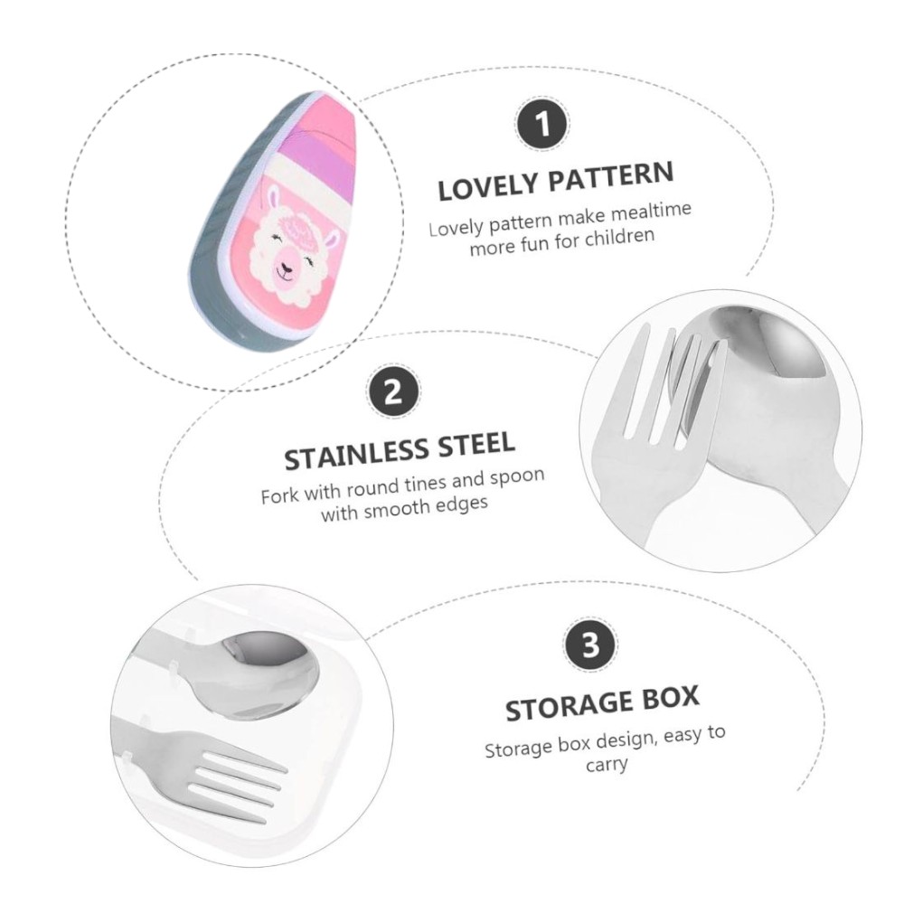 Doodle Kiddo Kids Cutlery Set With Case - Sheep - 2pcs