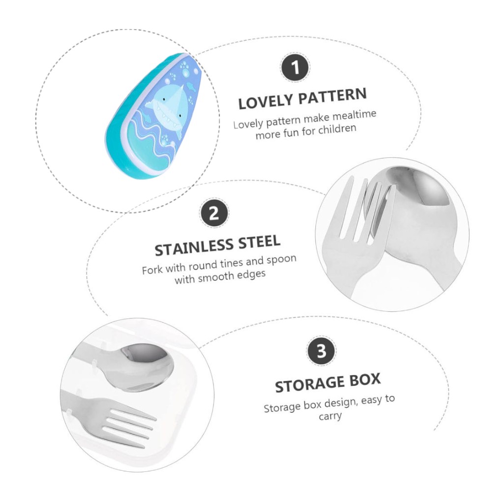 Doodle Kiddo Kids Cutlery Set With Case - Shark - 2pcs