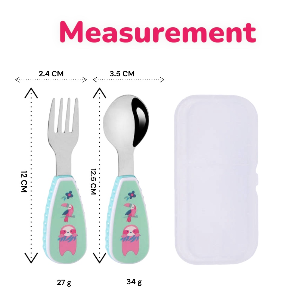 Doodle Kiddo Kids Cutlery Set With Case - Sloth - 2pcs