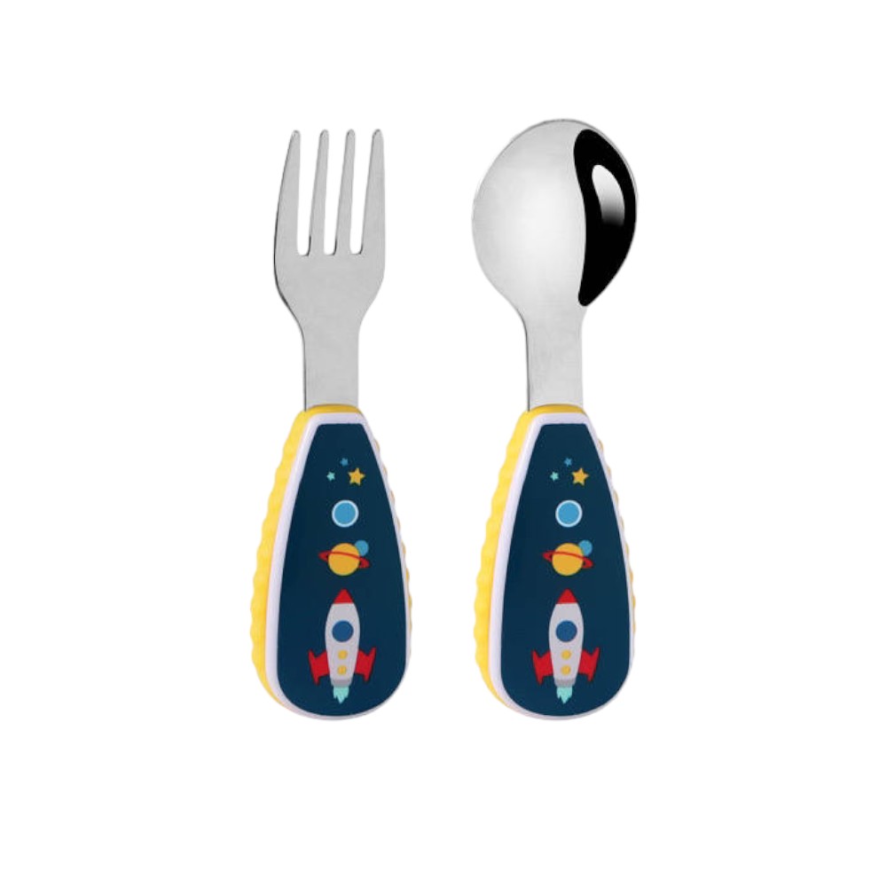 Doodle Kiddo Kids Cutlery Set With Case - Space - 2pcs