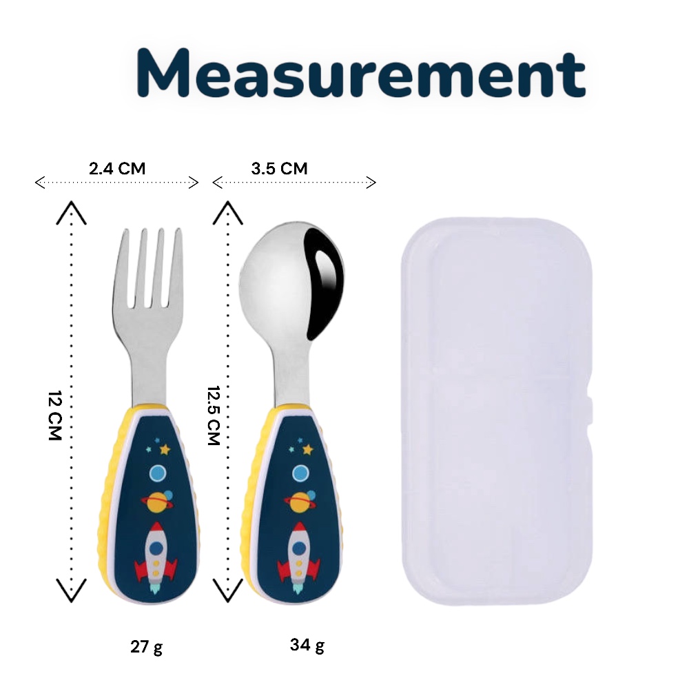 Doodle Kiddo Kids Cutlery Set With Case - Space - 2pcs