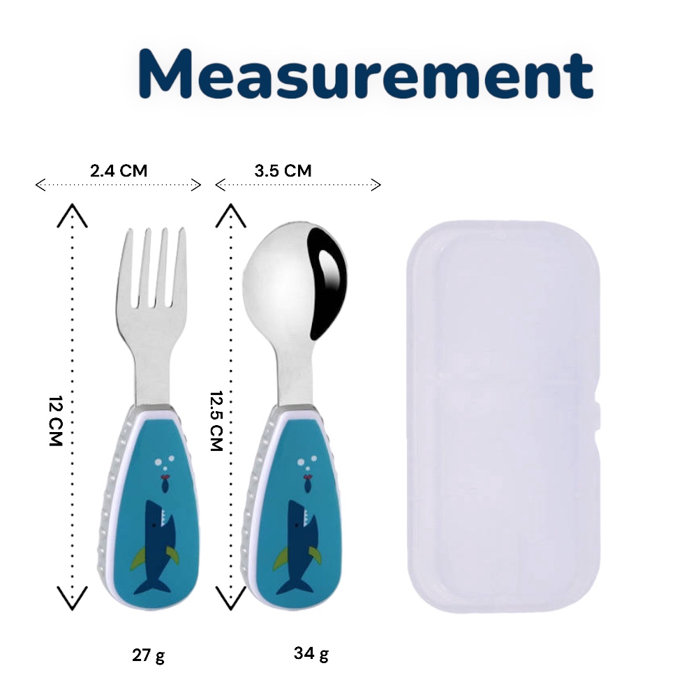 Doodle Kiddo Kids Cutlery Set With Case - Whale - 2pcs