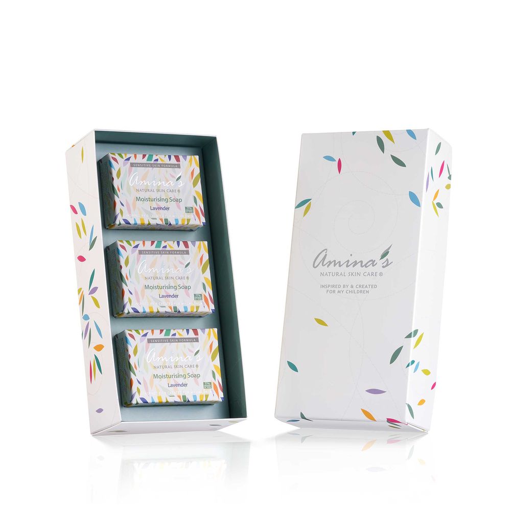 Amina's Natural Skin Care - Organic Moisturising Soap - Lavender - Pack of 3