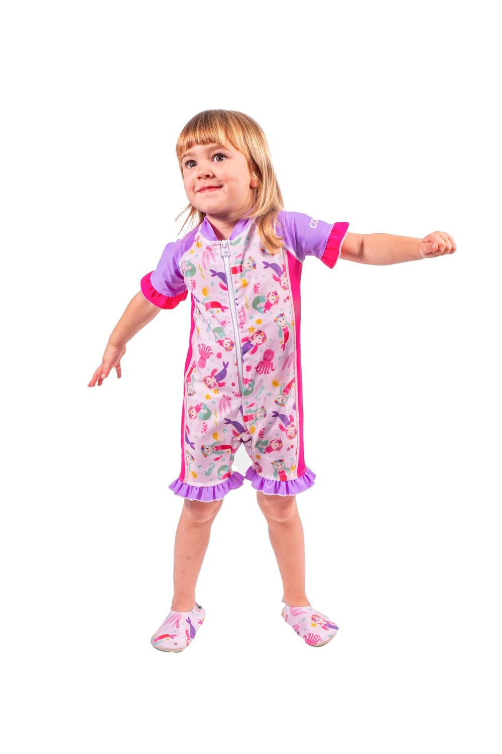 ملابس الشمس كويغا - ملابس سباحة للبنات - حوريات البحر - زهري