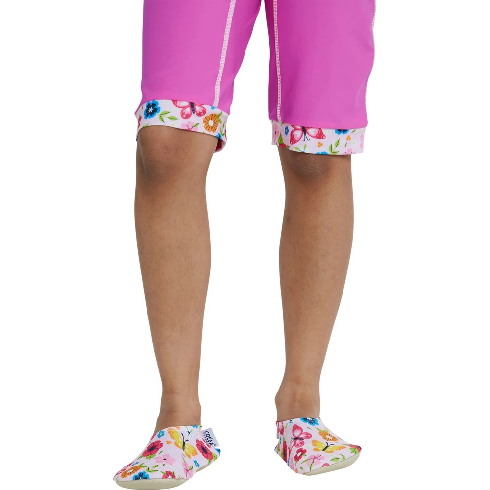 ملابس الشمس كويغا - أحذية مسبح للبنات - أزهار زهرية