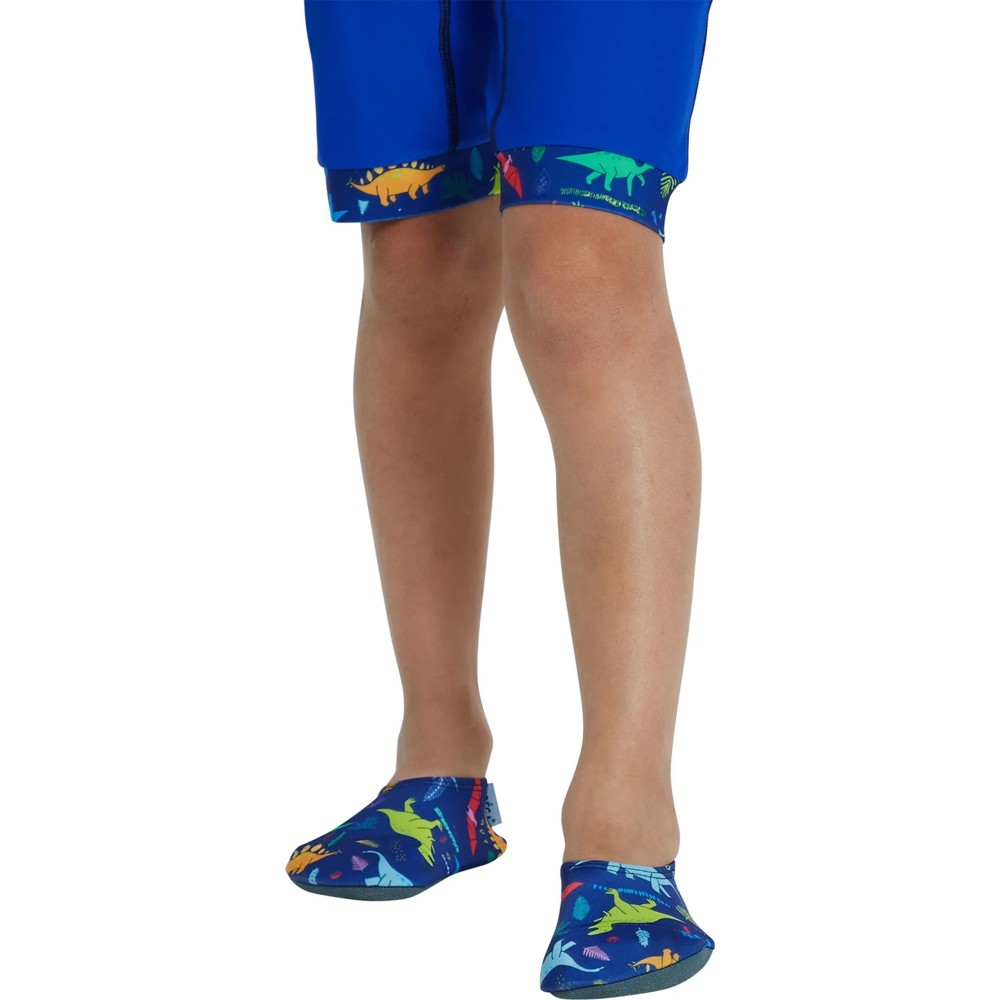 ملابس الشمس كويغا - أحذية مسبح للأولاد - أزرق - ديناصورات مرحة