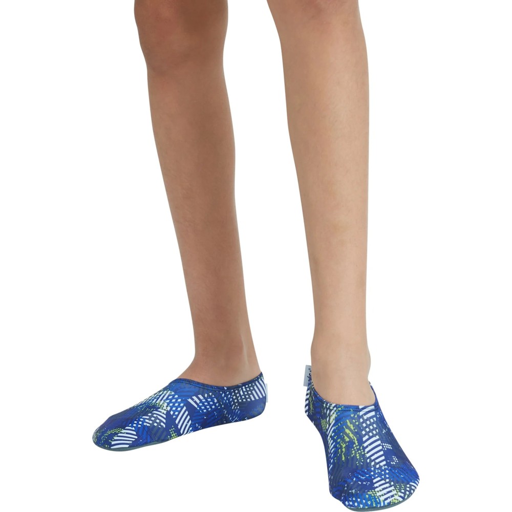 ملابس الشمس كويغا - أحذية مسبح للأولاد - خطوط - أزرق رمادي