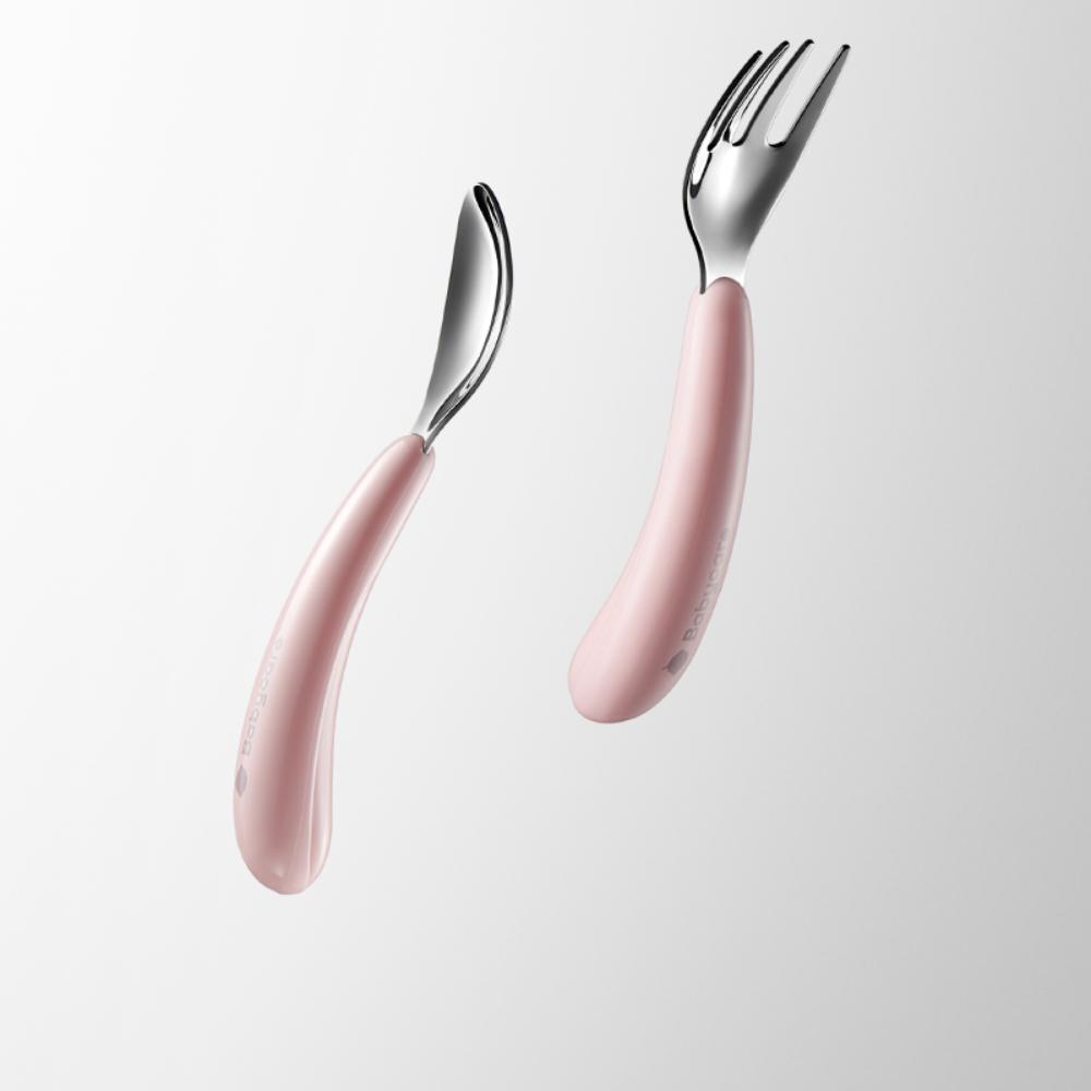 Babycare Stainless Steel Fork & Spoon Set - Pink