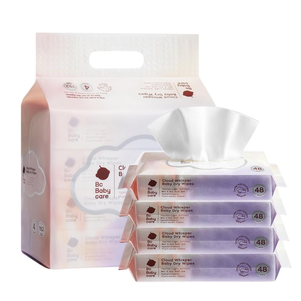 Babycare - Cloud Wisper Baby Dry Wipes - Pack Of 4 - 192 Pcs