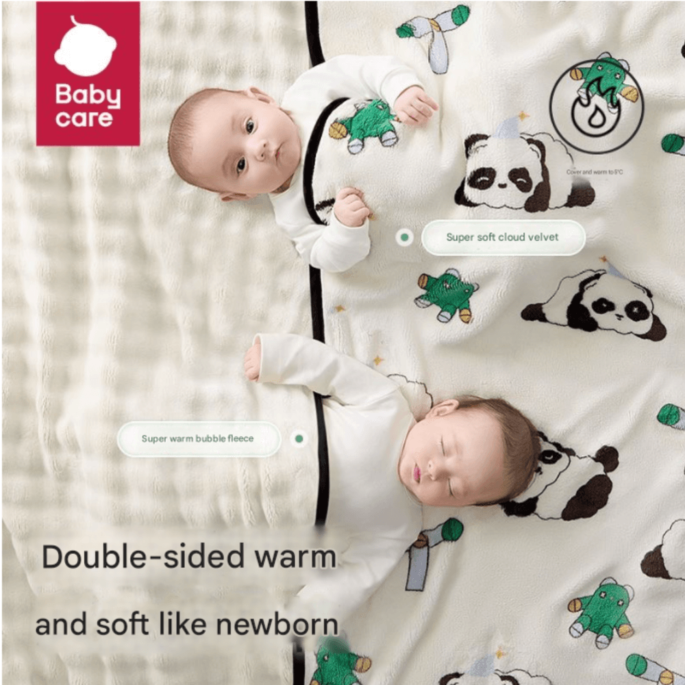 Babycare - Newborn Baby Blanket 100 X 110 Cm - Purple Panda