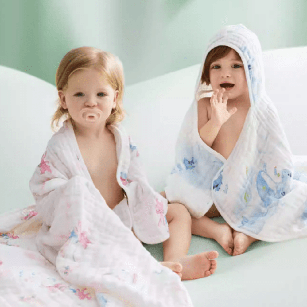 Babycare - Whale Print Baby Bath Towel - White