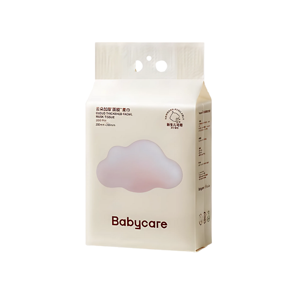 بيبي كير - مناديل قطنية سميكة للوجه ناعمة، 200 منديل