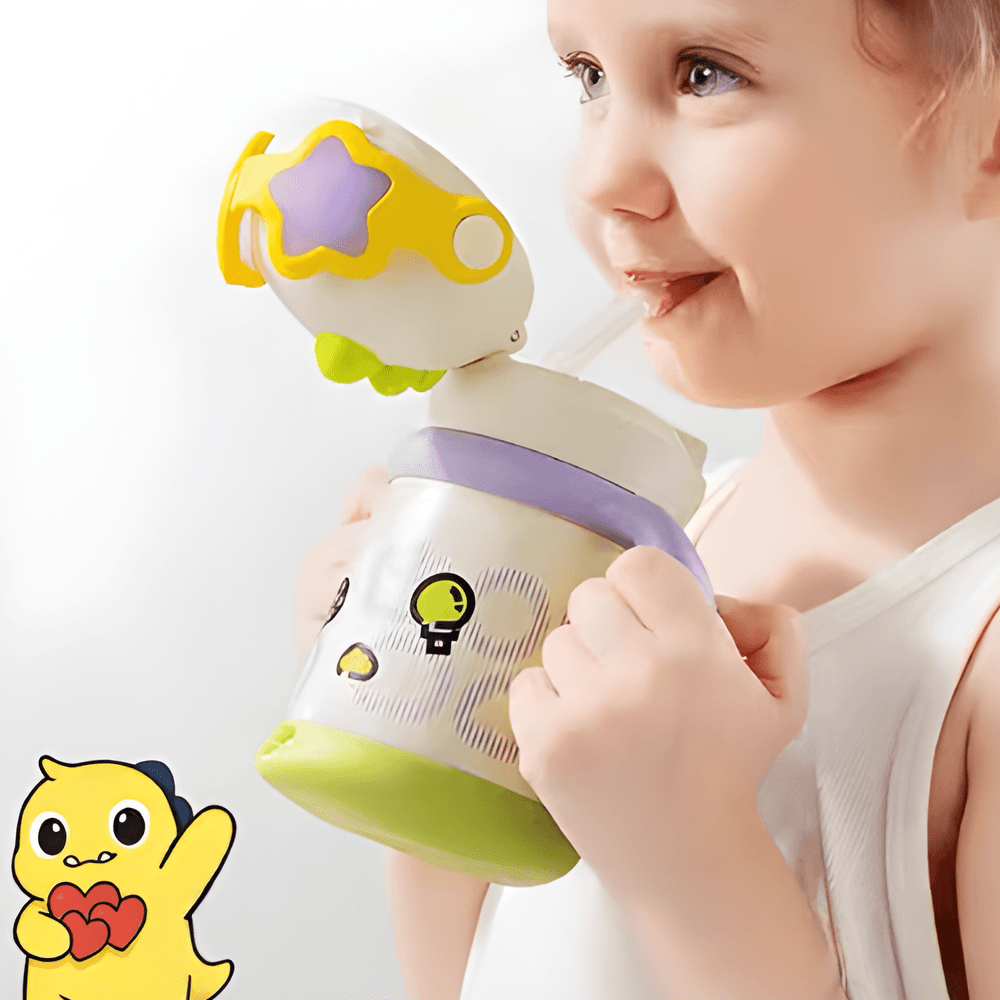 Babycare - Stylish T-Rex Vacuum Bottle - Yellow - 300 ml