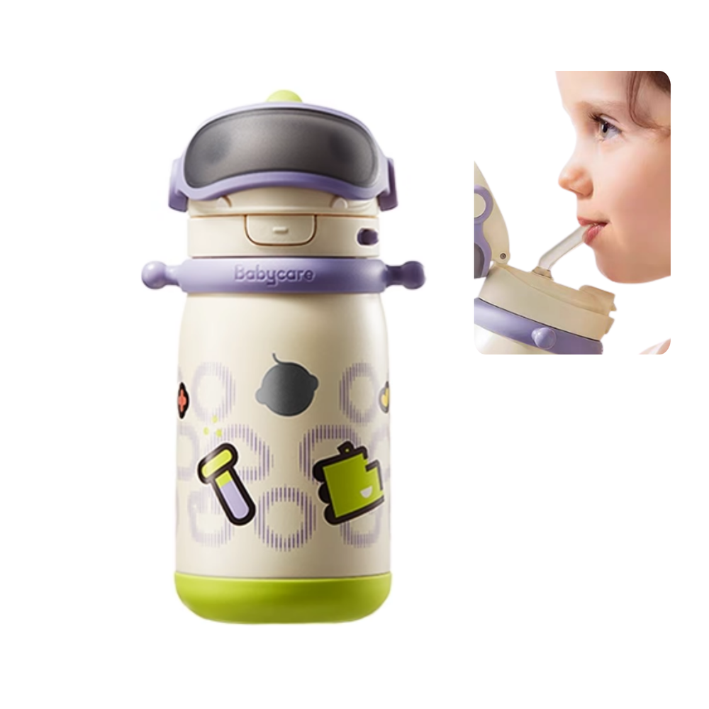 Babycare - Stylish T-Rex Vacuum Bottle - Blue - 450 ml
