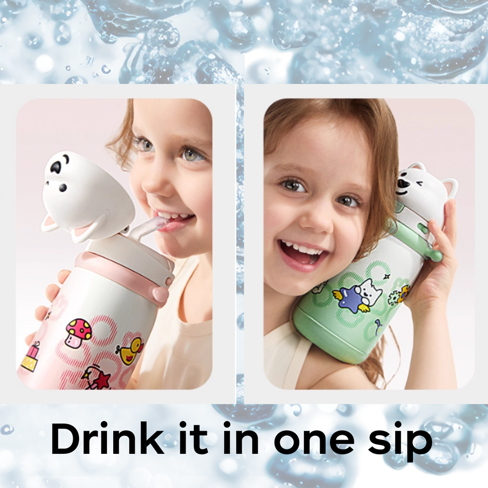 Babycare - Vaccum Water Bottle With Straw - 450 ml