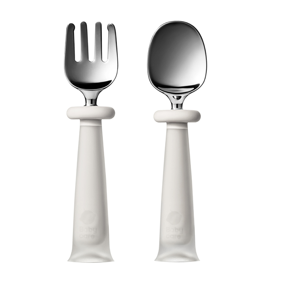 Babycare Spoon & Fork Set - Aqaba White