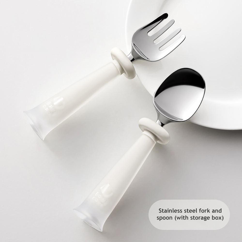 Babycare Spoon & Fork Set - Aqaba White