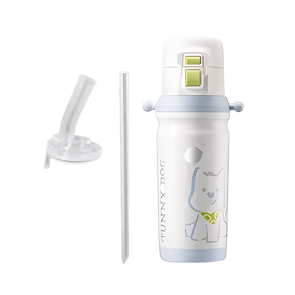 Babycare Fun Doll 2-In-1 Lid Vacuum Bottle - White - 500 ml