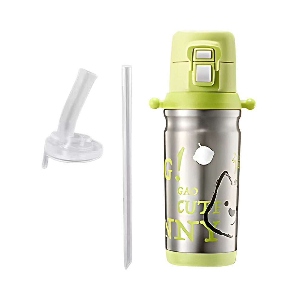Babycare Fun Doll 2-In-1 Lid Vacuum Bottle - Green - 500 ml