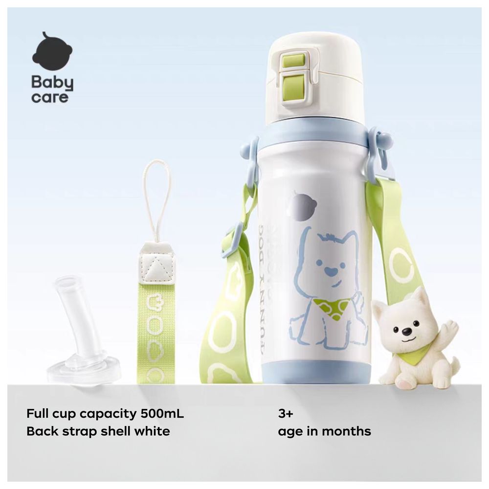 Babycare Fun Doll 2-In-1 Lid Vacuum Bottle - Green - 500 ml