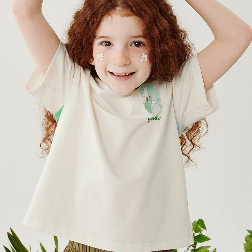 بيبي كير - تي شيرت بأكمام قصيرة - وو بيبي - أبيض/أخضر