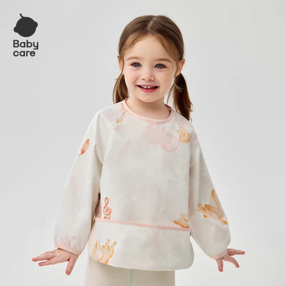 بيبي كير - مريلة رضاعة بأكمام طويلة - أزرق