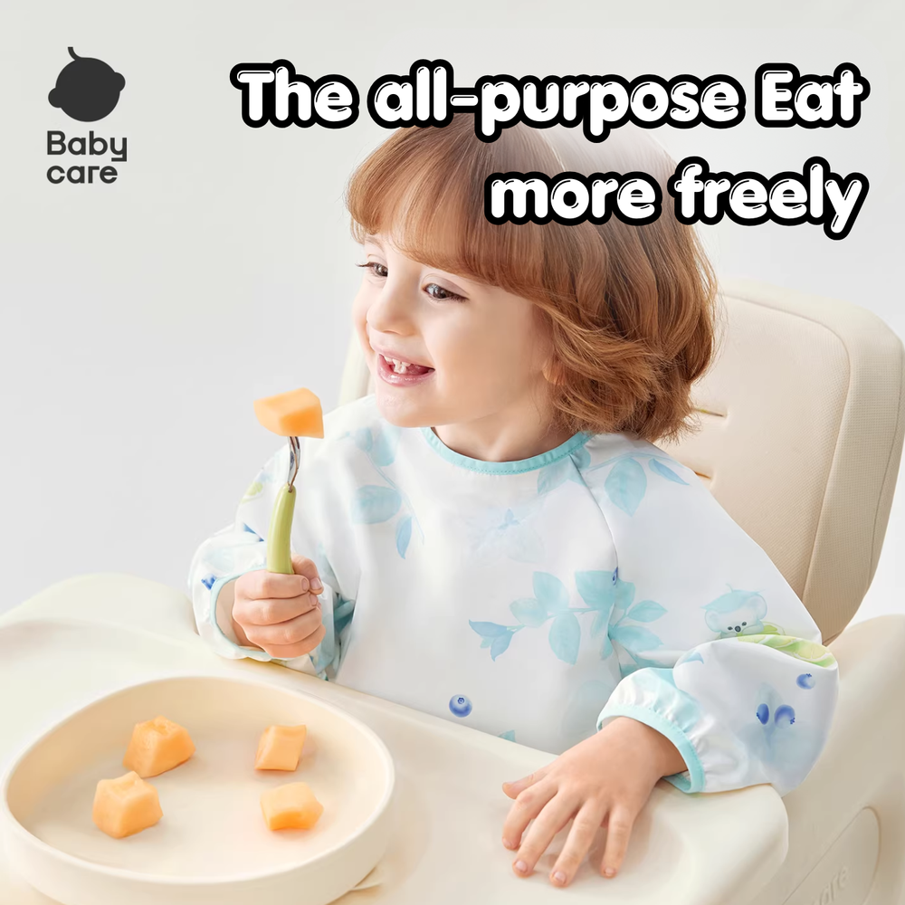 بيبي كير - مريلة رضاعة بأكمام طويلة - أزرق