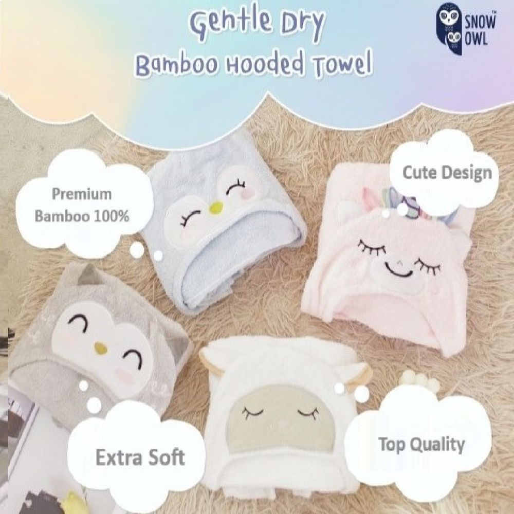 Snow Owl - Gentle Dry Bamboo Hooded Towel - Sheep