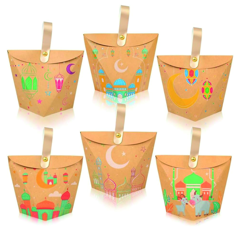 BrainGiggles - Eid Mubarak Kraft Paper Gift Bags - 6 Pcs - Design May Vary