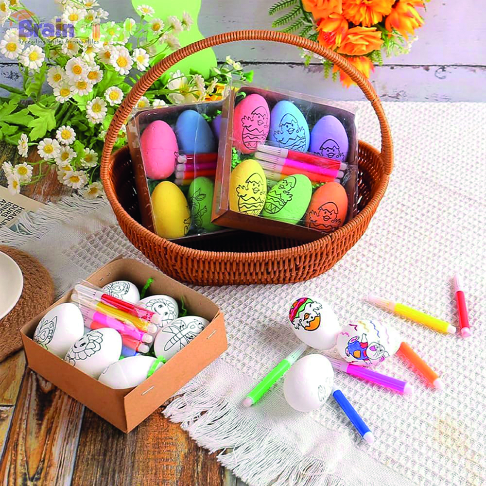 Brain Giggles - Hand-Painted Easter Eggs Drawing Set - 6 Pcs