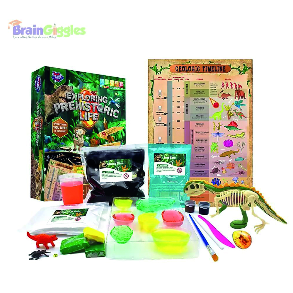 برين جيغلز - مجموعة تجارب علمية - استكشاف الحياة ما قبل التاريخ - 17 قطعة