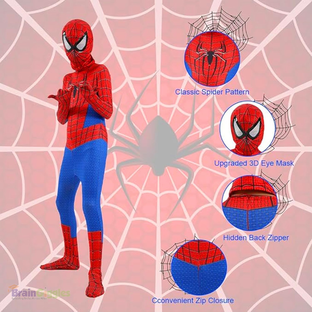 BrainGiggles - Red & Blue Superhero Costume For Kids - Spidey