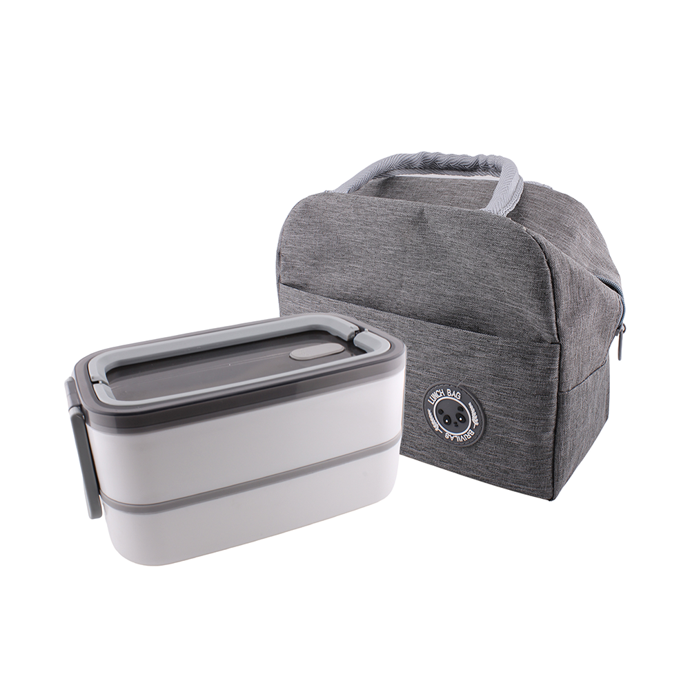 كرافيستا - صندوق بينتو من طبقتين مع شنطة غداء ومجموعة أدوات مائدة