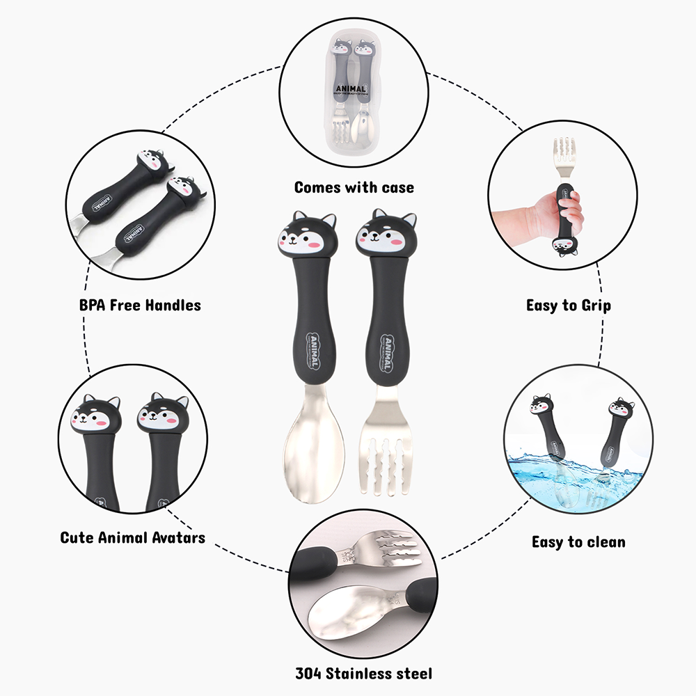 كرافيستا - طقم أدوات مائدة مع حافظة - حيوانات