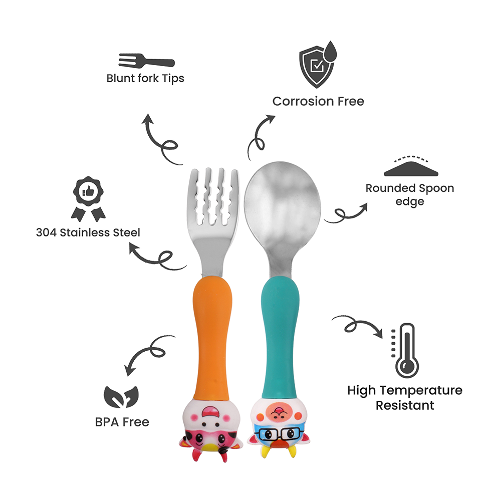كرافيستا - طقم أدوات مائدة للأطفال - بقرة - 4 قطع