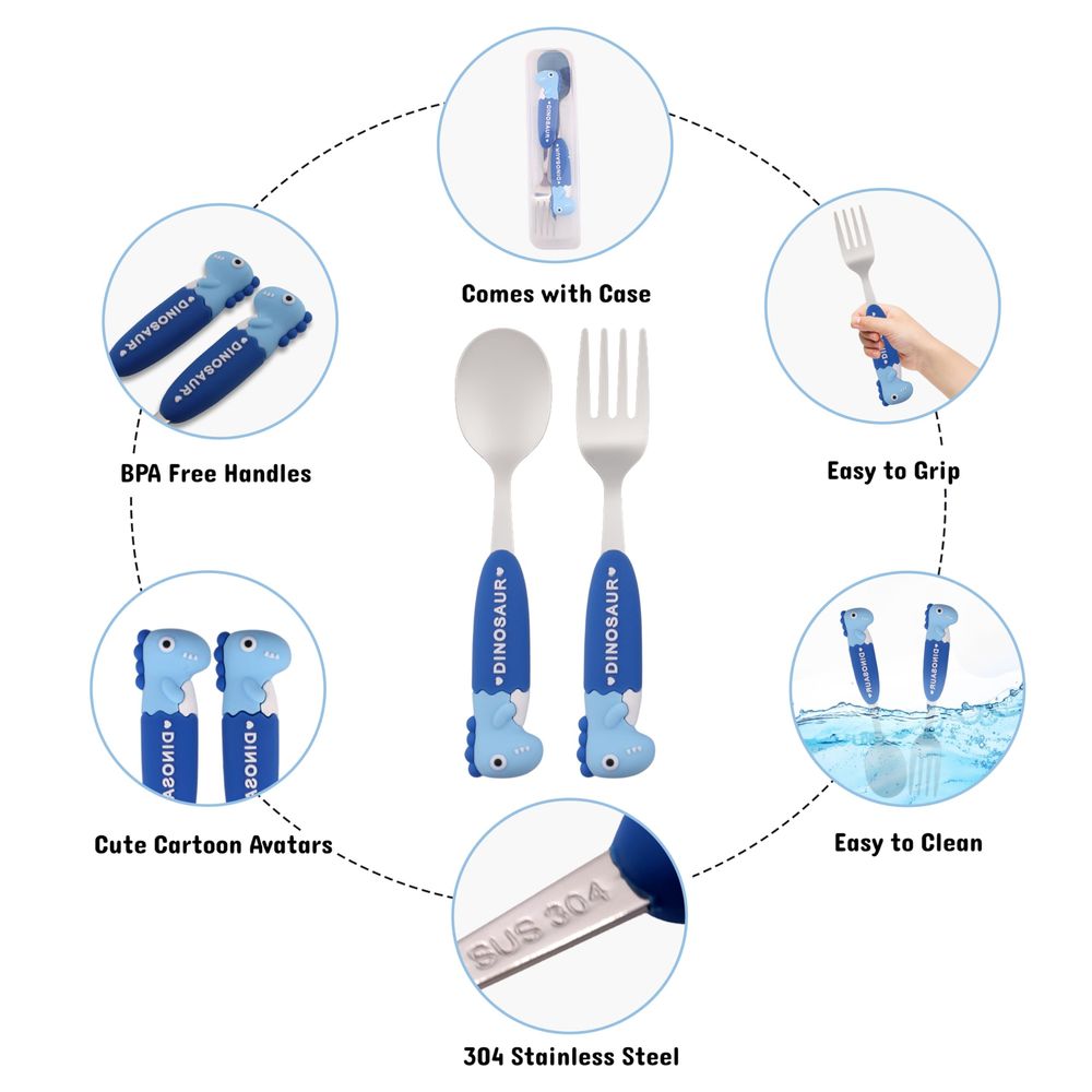 كرافيستا - طقم أدوات مائدة مع حافظة - ديناصور