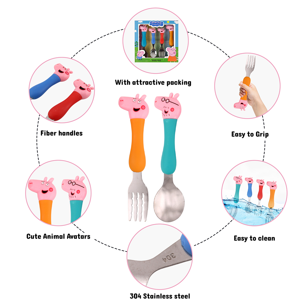 كرافيستا - طقم أدوات مائدة للأطفال - بيبا بيج - 4 قطع