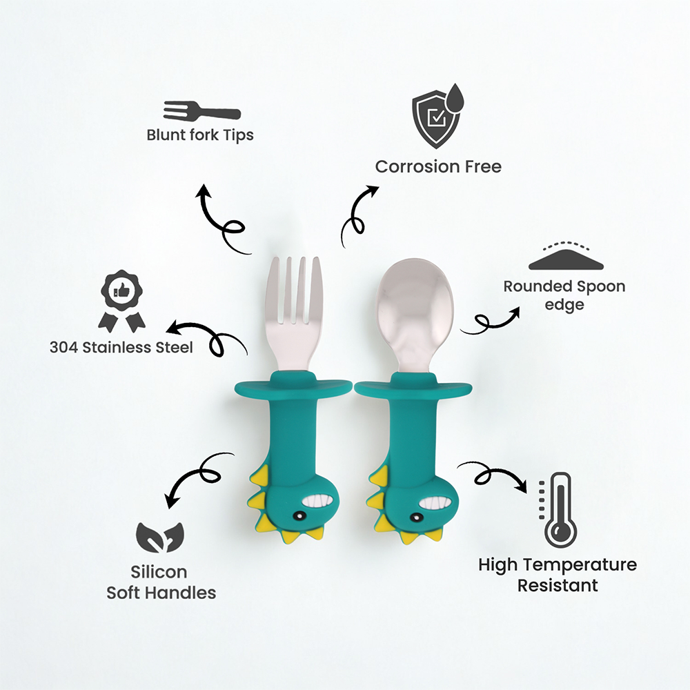 كرافيستا - طقم أدوات مائدة ستانلس ستيل للأطفال الصغار - قطعتين
