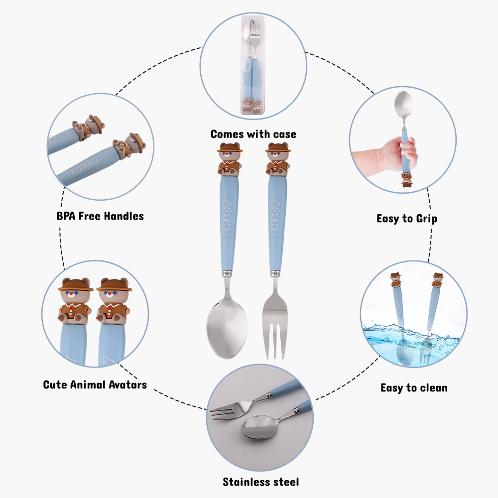 كرافيستا - طقم أدوات مائدة مع حافظة - دب