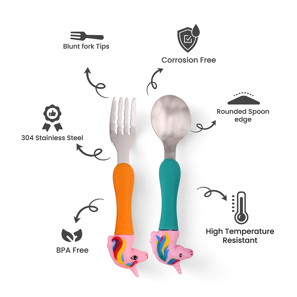 كرافيستا - طقم أدوات مائدة للأطفال - يونيكورن - 4 قطع