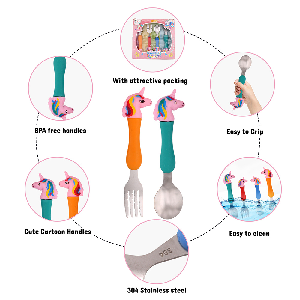 كرافيستا - طقم أدوات مائدة للأطفال - يونيكورن - 4 قطع