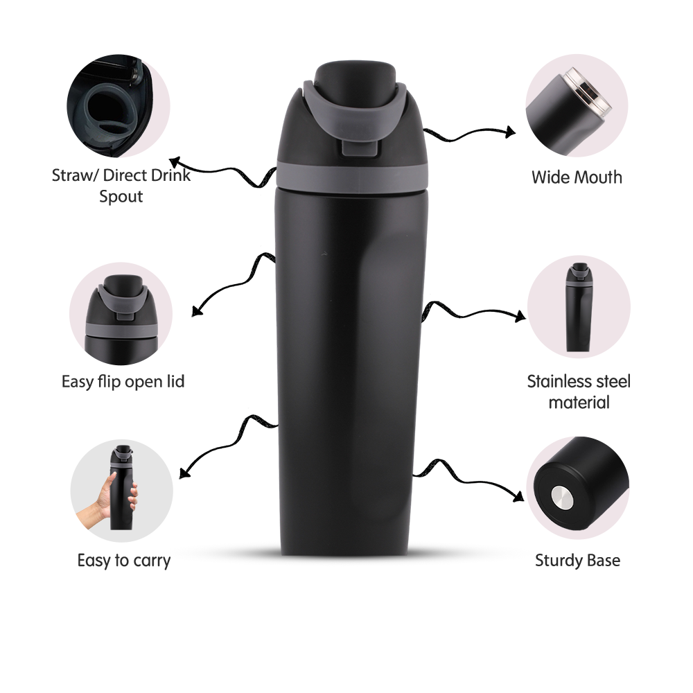 كريفيستا - زمزمية مياه معزولة للأطفال مصنوعة من الفولاذ المقاوم للصدأ ومضادة للتسرب مع شفاطة ومقبض - 350 مل