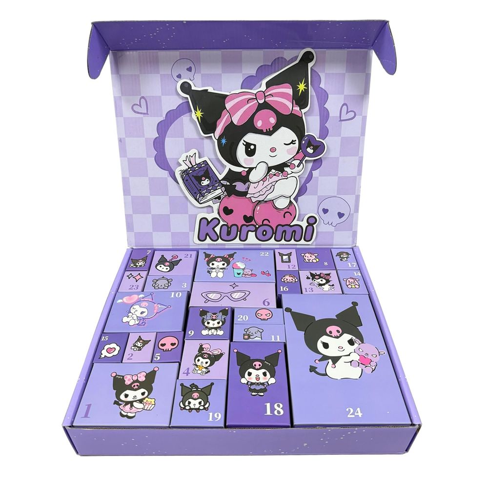 برين غيغلز - تقويم عيد الميلاد المجيد Kuromi 2025 صندوق هدايا - متعدد الألوان - 24 قطعة