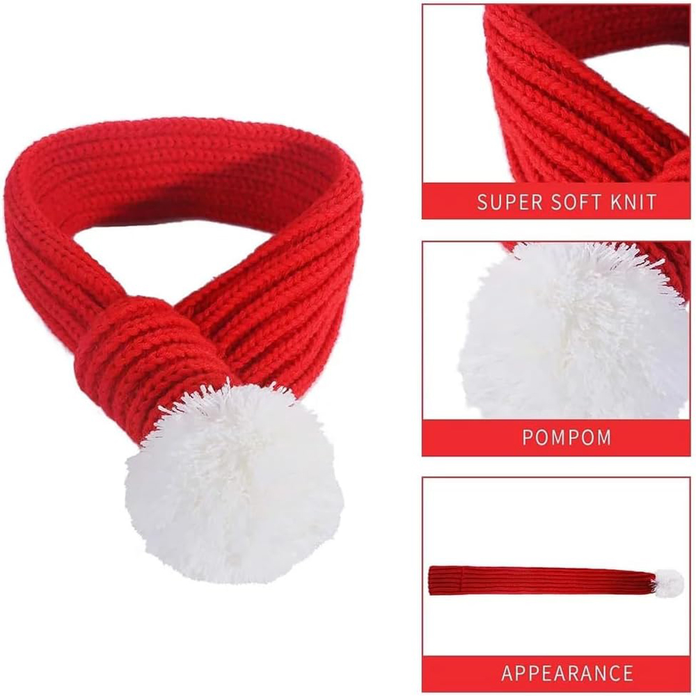 برين غيغلز - طقم من قطعتين - قبعة سانتا كلوز ووشاح لعيد الميلاد للحيوانات الأليفة - أحمر - صغير