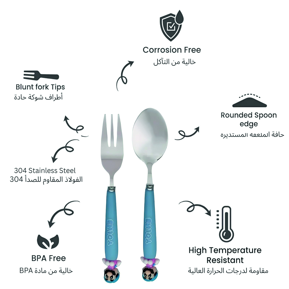 كرافستا - مجموعة أدوات مائدة للأطفال ستانلس ستيل مع حافظة - مغامرة الأركيد - عدد 3