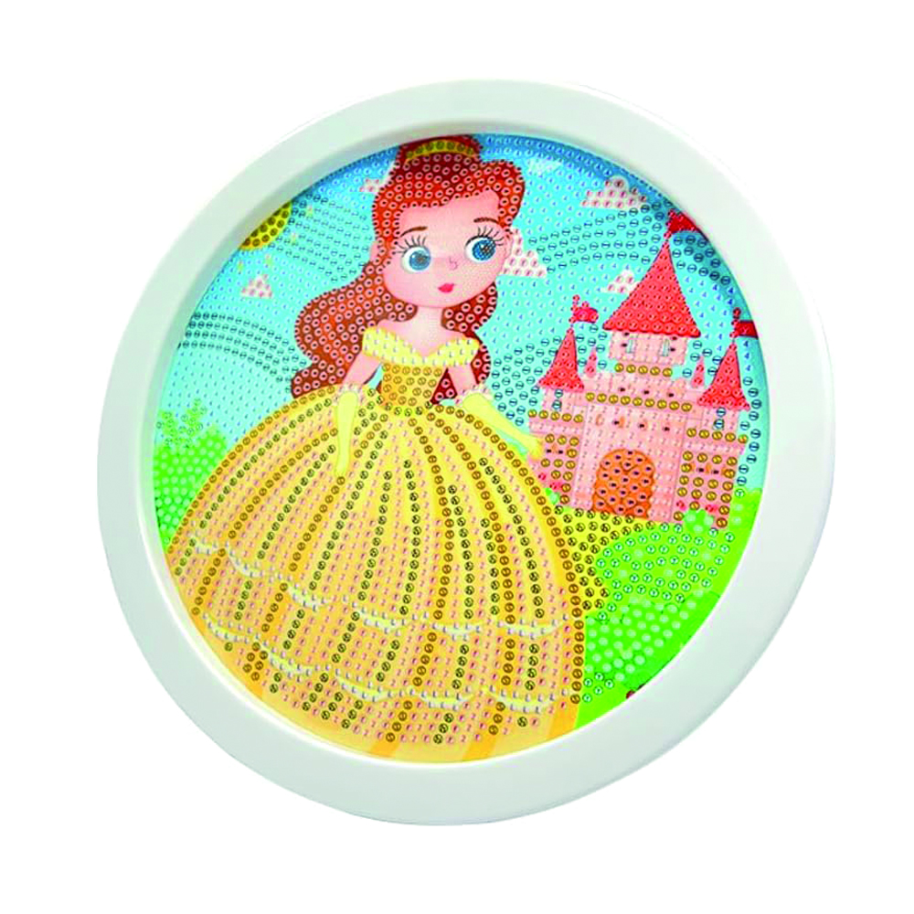Brain Giggles - Diy 5d Diamond Embroidery Rhinestone Art And Craft Kit For Kids - Yellow Princess Design