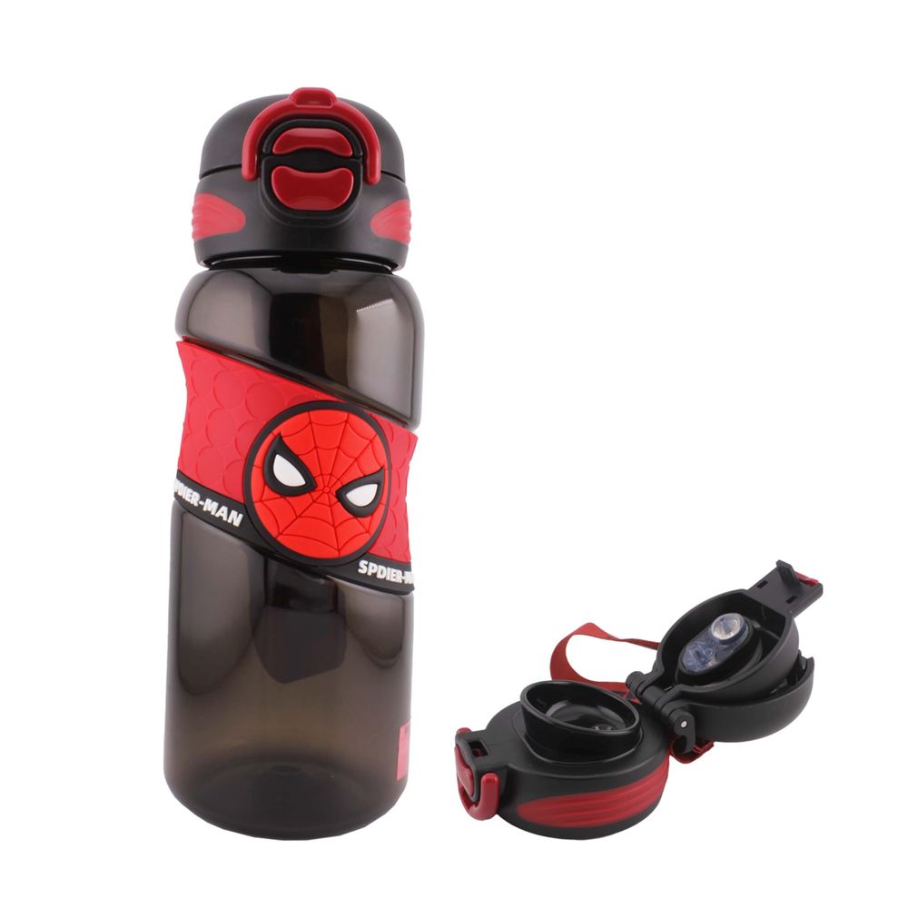 برين جيغلز - زمزمية ماء سبايدرمان - أسود/أحمر - 700 مل