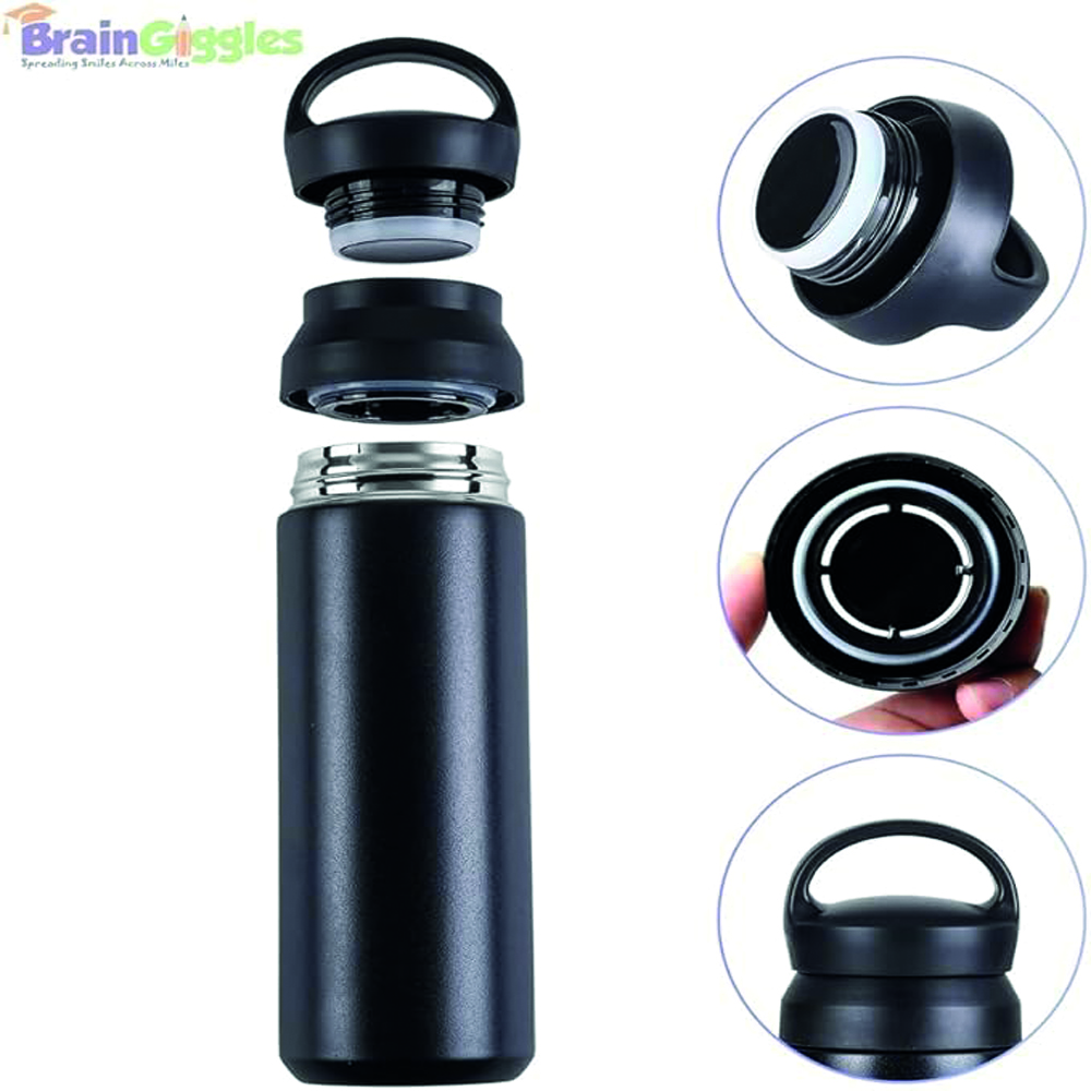 برين جيغلز - ترمس معزول بالفراغ من الفولاذ المقاوم للصدأ سعة 350 مل - أسود