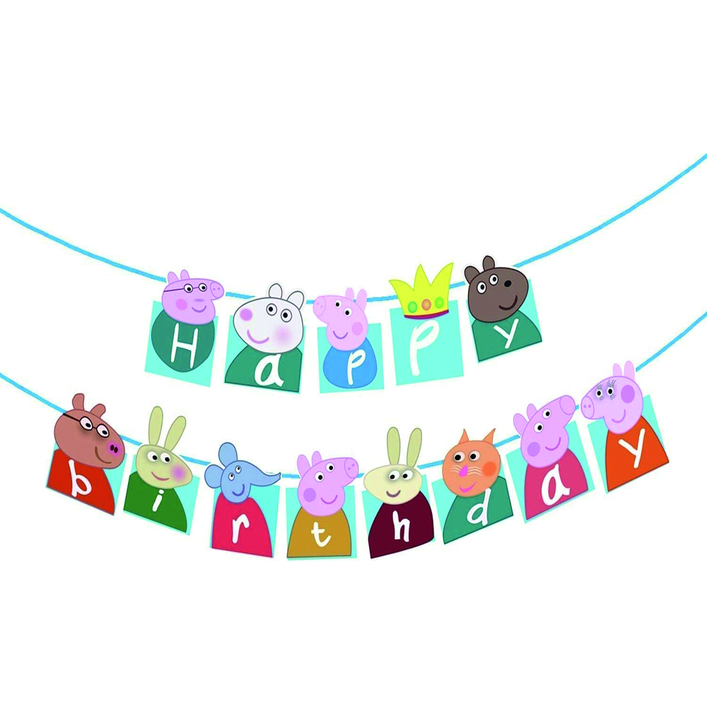BrainGiggles - Peppa Pig Kids Party Decoration Happy Birthday Banner