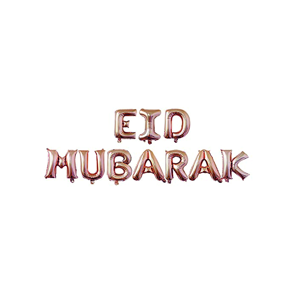 Brain Giggles - Eid Mubarak With Star & Moon Foil Balloon Set - Rose Gold